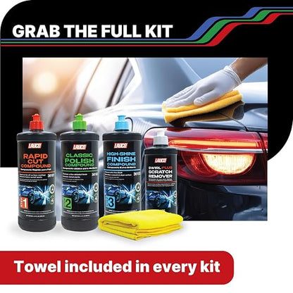 LAUCO Paint Correction Compounds Step 1, 2, 3 – 16oz, Swirl Remover 8oz Kits, with a Towel, Silicone-Free, Clear Coat Safe Scratch Remover, Swirl Correction & High Gloss Finishing