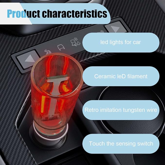 USB LED Atmosphere Light - Plug-in USB Ambient Retro Lamps, Mini LED Car Interface Charging Night Light for Hallway, Bedroom (Red)