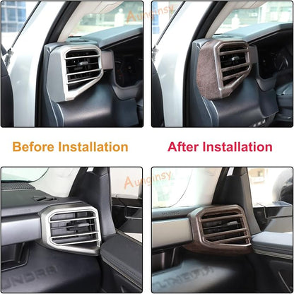 Aunginsy Car Center Console Side Air Conditioning Outlet Trim Cover Compatible with Toyota Tundra/Sequoia 2022-2025 2026, ABS Dashboard Side A/C Wind Vent Panel Decorative Frame Protector Accessories
