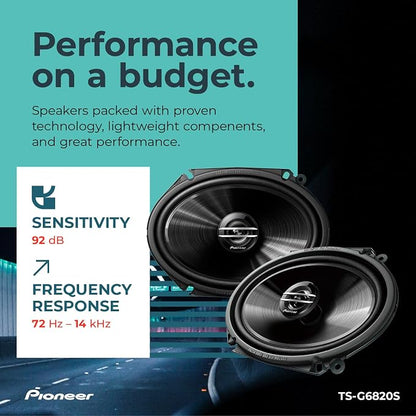 Pioneer G-Series TS-G6820S 6” x 8” 2-Way Speakers (Pair) – 250W Max, Balanced Sound + Smooth Treble, Great Stock Replacement, High-Efficiency Speaker Designed for OEM Power