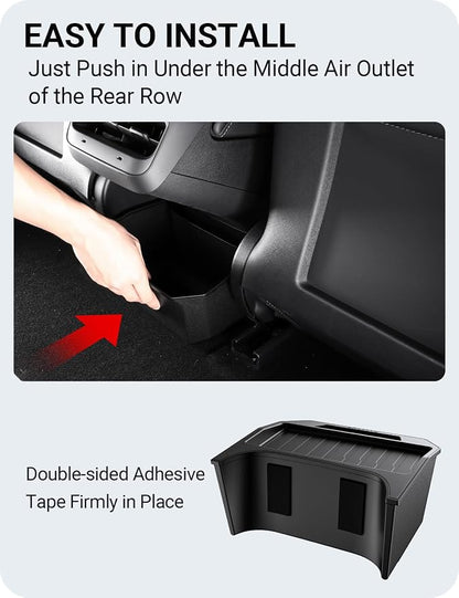 BASENOR 2017-2023 Tesla Model 3 Trash Can, Rear Center Console Organizer Tray, Backseat Storage Box with Lid Cover for Model 3 Interior Accessories(Not Fit 2024-2026 Model 3)