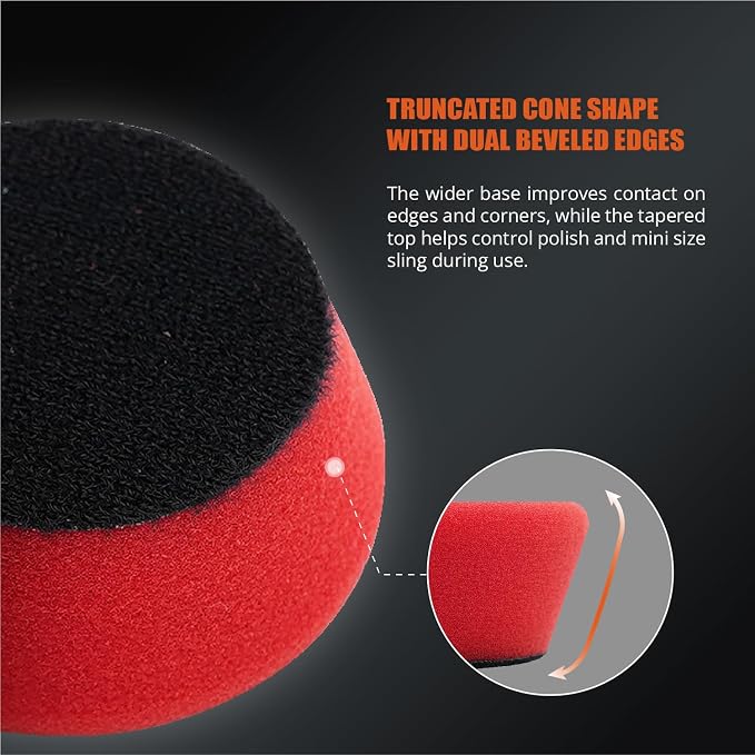SPTA Red T10 Mini Ultra-Fine Finishing Foam Polishing Pads, 5Pcs 2inch/50mm Sponge Polishing Buffing Pads, Car Foam Detail Polishing Pad Kit for Car Detail Polishing, Small Area Polishing -FPTSS2R
