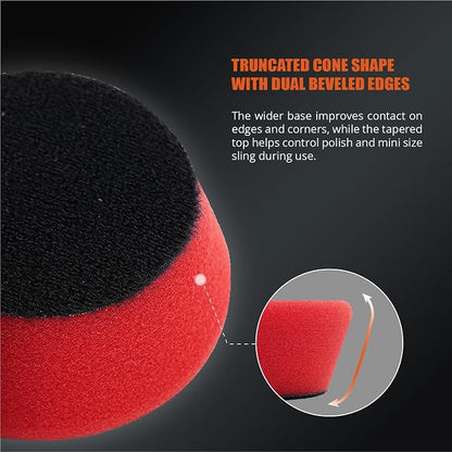 SPTA Red T10 Mini Ultra-Fine Finishing Foam Polishing Pads, 5Pcs 2inch/50mm Sponge Polishing Buffing Pads, Car Foam Detail Polishing Pad Kit for Car Detail Polishing, Small Area Polishing -FPTSS2R