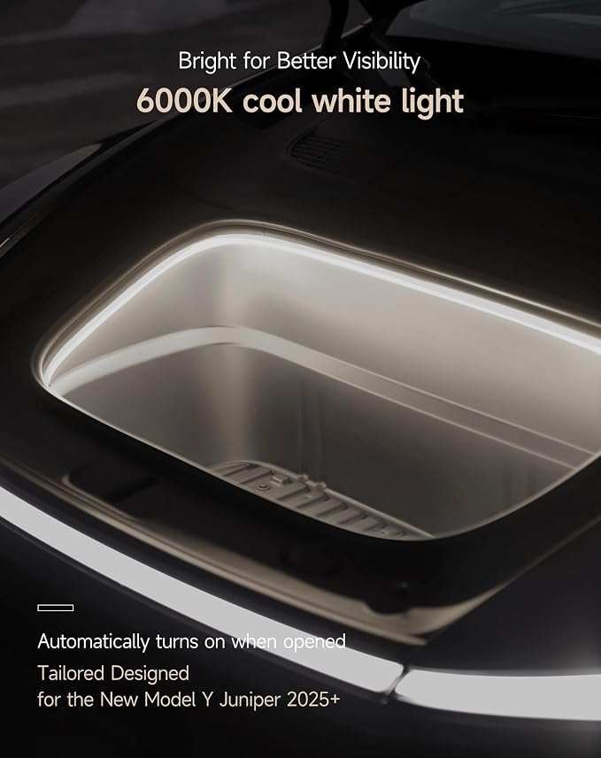 TPARTS Frunk LED Light Strip for Tesla Model Y Premium 2026+, Flexible Silicone Waterproof Interior Lighting Bar, Tool-Free Installation Front Trunk Accessories Ambient Lights (Cool White Light)