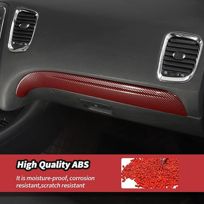 JeCar for Durango Red Carbon Fiber Interior Center Console Dash Panel Trim Fit for 2014-2020 Dodge Durango Interior Accessories (3pcs)