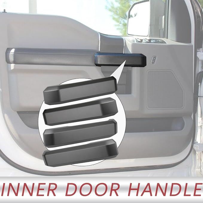 TQPONLY 1 Set Interior Inner Door Handle Cover Trim | Fits 2015-2020 Ford F150 SuperCrew Truck Accessories Replacement | Front and Rear Door Armrest Pull Handle (Dark Gray)