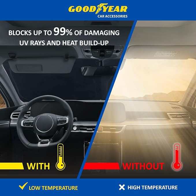 Goodyear Foldable Windshield Sunshade for Nissan Altima 2013-2018, Car Accessories, Sunshade Cover, Sun Shade Car Windshield, Window Sun Blocker - GY008264