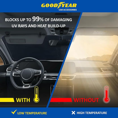 Goodyear Foldable Windshield Sunshade for Nissan Altima 2013-2018, Car Accessories, Sunshade Cover, Sun Shade Car Windshield, Window Sun Blocker - GY008264
