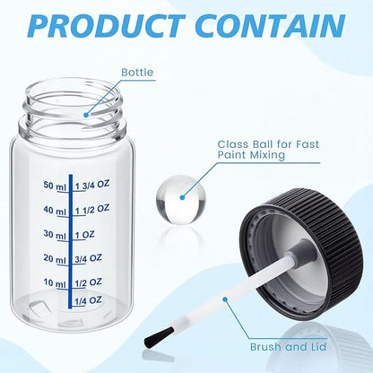 Mumufy 120 Pcs Touch up Paint Bottles with Brush and Lid Empty Touch up Bottle with Mixing Balls 2 oz Fluid Capacity Leftover Paint Container for Car Scratches Repair (Clear)