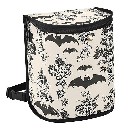 senya Car Trash Can Car Garbage Can Car Waste Basket,Leak-Proof Car Trash Bin, Car Trash Hanging Car Accessories Gothic Floral and Bat Interior Car Organizer Bag