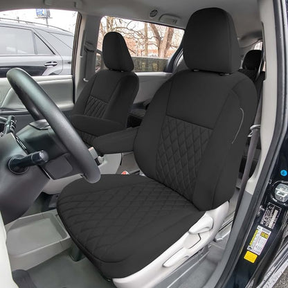 FH Group Custom Fit Car Seat Covers Specifically Made for 2011-2020 Toyota Sienna 7-8 Seater with Ultraflex Neoprene Water Resistant Automotive Seat Covers - Front Set Black