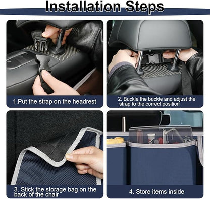 UYYE Trunk Hanging Organizer, Backseat Storage Bag, Collapsible Car Interior Accessories with 4 Pockets & 2 Mesh Pouches for Tools, Provide More Storage Trunk Space for SUV, Jeep, MPVs (Drak Blue)