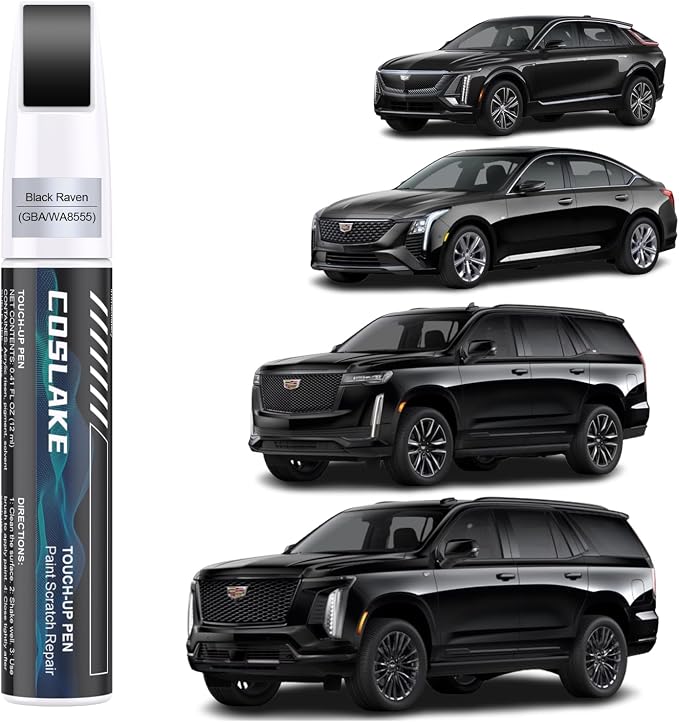 Car Touch Up Paint(Black Raven(GBA/WA8555)) for Cadillac, Car Paint Scratch Repair Kit, Quick & Easy Solution to Repair, 2 in 1 Scratch Remover Pen with 2PCS Disposable Micro Applicators