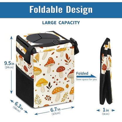 Car Trash Can – Multi-Purpose, Lightweight and Portable with Durable Water-Resistant Coating, No Installation Required, Practical and Ample Capacity, Variety of Colors.Mushroom