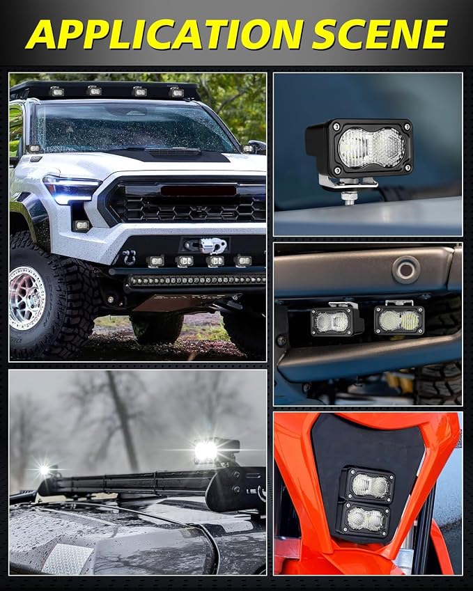 LED Pods 3" 40W CREE LED Low Beam Fog Lights Small Off Road Lights | 2pcs Driving Combo Beam Ditch Head Lights Pods for Trucks Dirt Bike Motorcycle UTV ATV SUV