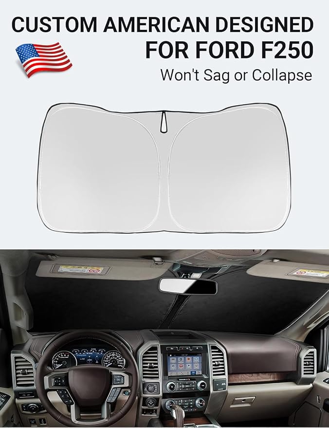 Proadsy 2026 Upgrade Front Windshield Sun Shade Foldable Sunshade Protector Custom Fit 2017-2025 2026 Ford Super Duty F-250 F250 F-350 F350 F-450 F450 F-550 F550 2Door 4Door Pickup Accessories
