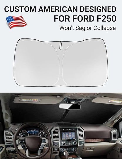 Proadsy 2026 Upgrade Front Windshield Sun Shade Foldable Sunshade Protector Custom Fit 2017-2025 2026 Ford Super Duty F-250 F250 F-350 F350 F-450 F450 F-550 F550 2Door 4Door Pickup Accessories