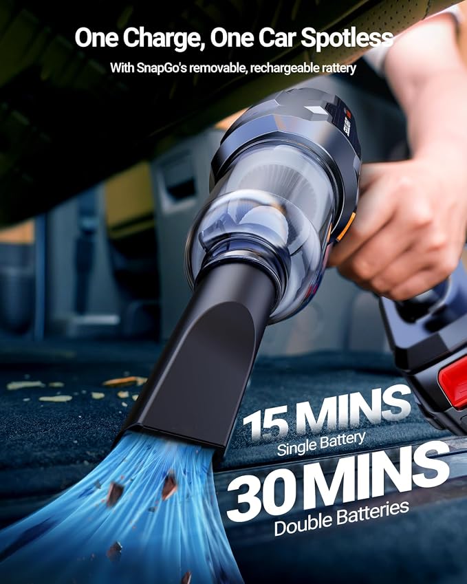 SEALIGHT Handheld Car Vacuum Wireless, Portable Vacuum Cleaner with 21000pa High Power Suction, Two Batteries Long Endurance, 18v/120w Mini Vacuum Cleaner for Car, Home, Office, Pet