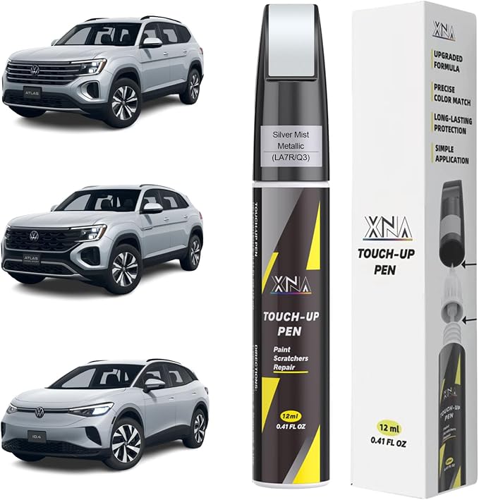 XNA Silver Mist Metallic(LA7R/Q3) for Volkswagen Touch Up Paint, Car Scratch Remover for Nicks and Chips Repair, 2-In-1 Quick & Easy Fix Car Scratch Repair Kit with Exact Color-Matched
