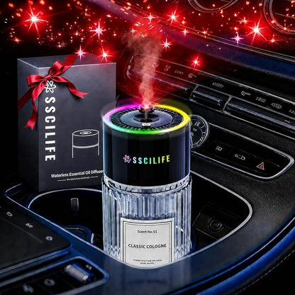 Smart Car Air Freshener Diffuser, Auto On/Off Car Aroma Diffuser, 4 Mist Modes, 130ml Long Lasting Rechargeable Oil Freshener, Up to 130 Days Use, RGB Music Sync Light, Star Light-Cologne