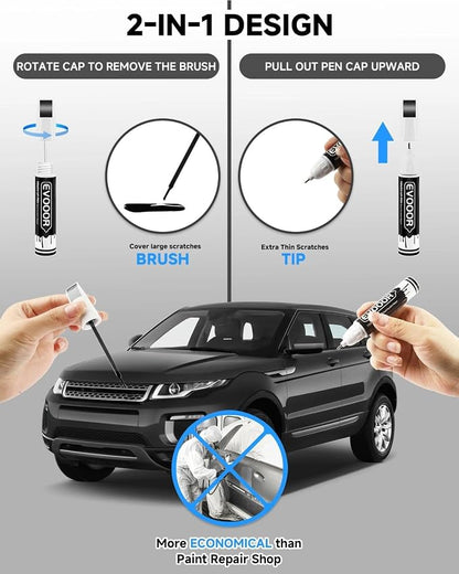 Santorini Black (820/1AG/PAB) Touch Up Paint Compatible with Land Rover Exact Match 2 in 1 Touch up Paint for Chips and Nicks Repair with 2pcs Disposable Micro Applicators