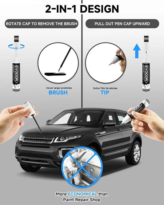 Santorini Black (820/1AG/PAB) Touch Up Paint Compatible with Land Rover Exact Match 2 in 1 Touch up Paint for Chips and Nicks Repair with 2pcs Disposable Micro Applicators