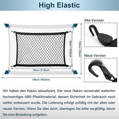 Elastic Cargo Net for SUV, Car Trunk Net Organizer with ABS Hook Storage Mesh Cargo Nets 27.5 x 19.6 inches for Truck Bed Tailgate Netting Accessories