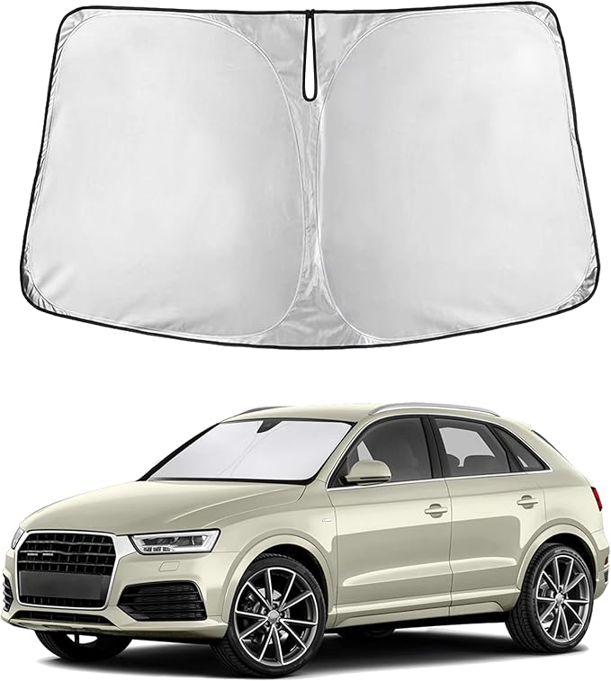 EcoNour Windshield Sunshade Compatible for Audi Q3 2013-2016 2017 2018, Sun Visor for Front Windshield & Window Sun Shade Cover, UV Heat Blocker & Protector, Car Accessories