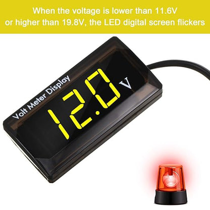 2 Pieces DC 4 to 28V Car Digital Voltmeter 12V Voltage Meter Car Audio Gauge LED Display 12V Waterproof Voltage Gauge Meter for Motorcycle (Yellow Light)