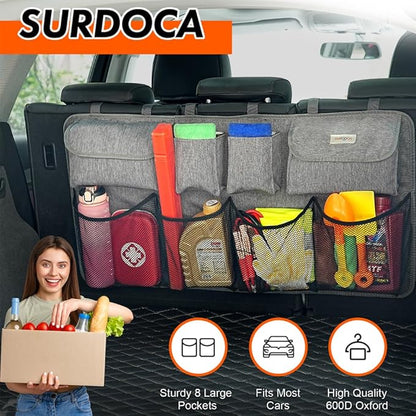 SURDOCA Car Trunk Organizer, LARGE CAPACITY(43 x 19 in) Car Storage Bag with 8 Pockets, 7X Upgraded Trunk Storage Organizer for Car, SUV, Truck, MPV