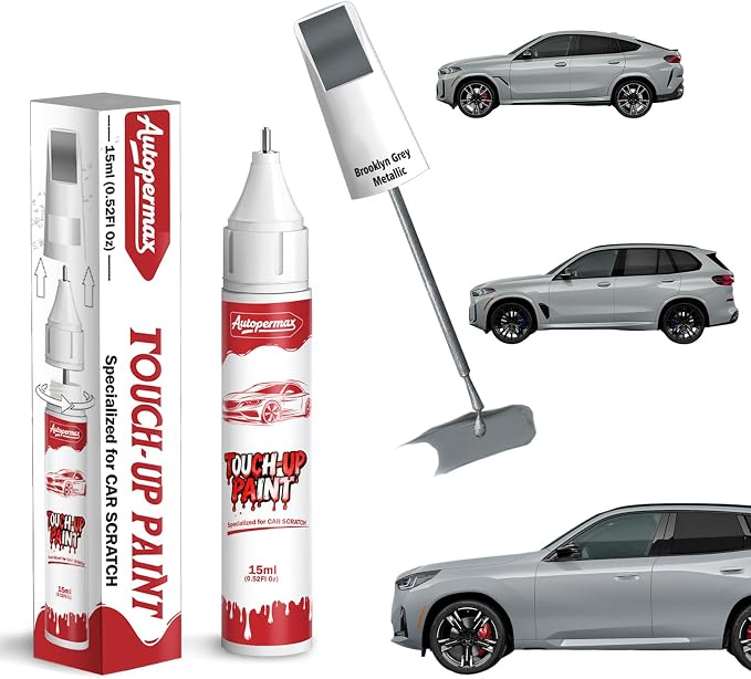 C4P Brooklyn Grey Metallic Car Touch Up Paint for BMW, Color Accurate Two-In-One Car Paint Scratch Repair Pen, Professional Scratch Remover for Vehicles Chips and Nicks Scuff