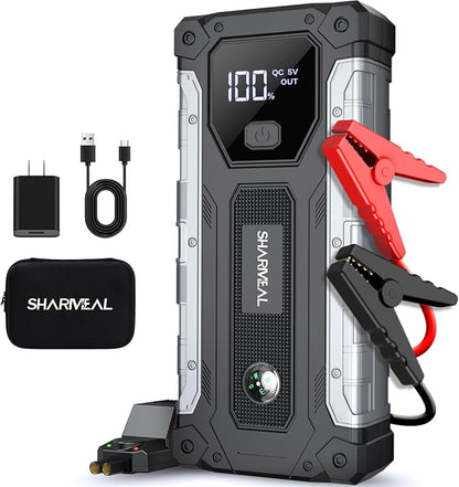 Sharmeal Car Jump Starter 6500A, Jump Starter Battery Pack for All Gas and 10.0L Diesel, 12V Portable Jump Box with LED Light