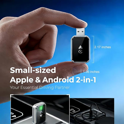 Wireless CarPlay Adapter for iPhone & Android, Plug and Play Bluetooth Dongle Wired to Wireless Apple Car Play Adapter, USB-A & Type-C Port, Fast Connection