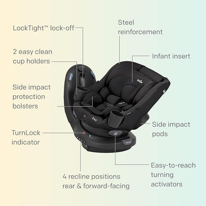 Joie Baby, Chili Spin SI 360 Rotating 2-in-1 Convertible Car Seat, Rear and Forward-Facing, No-Rethread Harness, Side Impact Protection (Dove)