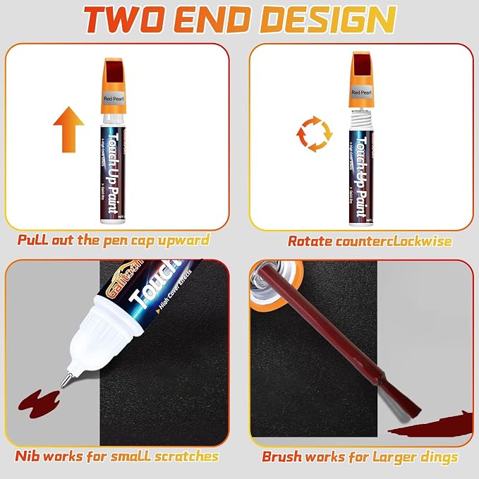 Touch Up Paint Pen for Cars, Car Paint Scratch Repair, 2-In-1 Car Touch Up Paint Fill Paint Pen, Quick & Easy Solution to Repair Minor Automotive Scratches 0.8 fl oz (Red Preal)