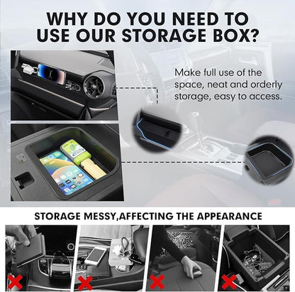 Autorder 2PCS Center Console Organizer for 2024-2026 Toyota Land Cruiser Prado 250 LC250 Accessories Armrest Storage Box Silicone Dash Organizer Center Console Insert Tray with Anti-Slip Mat