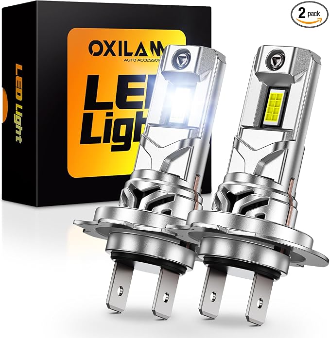 OXILAM H7 LED Light Bulb, 64000LM 1000% Brightness 6500K White with Ultra-Bright LED Chips, Wireless Non-polarity, 5MIN Direct Plug, Anti-Flicker H7 Fog Light Compatible with Cars Trucks SUVs, 2 Pac