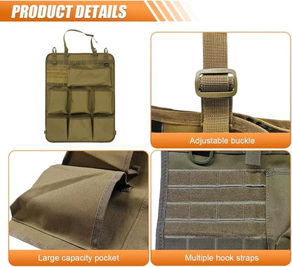 Car Backseat Organizer, Waterproof Oxford Automotive Seat Back Protector with 8 Pockets, Hanging Vehicle Behind Seat Storage Bag, Universal Travel Accessories for RV, SUV, Truck(Brown)