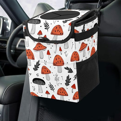 Car Trash Can – Multi-Purpose, Lightweight and Portable with Durable Water-Resistant Coating, No Installation Required, Practical and Ample Capacity, Variety of Colors.Mushroom