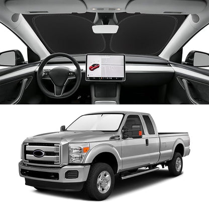 Custom Fit Windshield Sun Shade for Ford F250 F350 F450 2008-2016, Blocks UV & Heat, Front Window Sunshade Accessories, Easy Fold & Store Keep Your Car Cooler