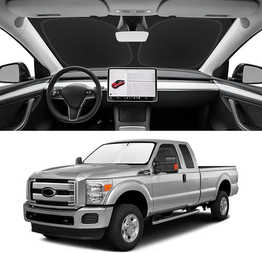 Custom Fit Windshield Sun Shade for Ford F250 F350 F450 2008-2016, Blocks UV & Heat, Front Window Sunshade Accessories, Easy Fold & Store Keep Your Car Cooler