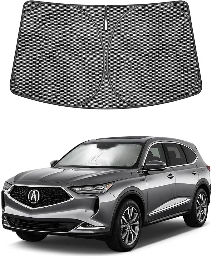 Proadsy Windshield Sun Shade Custom Fit Acura MDX 2022-2026 Ice Crystal Black Front Window Sunshade UV and Heat Blocker Foldable Visor Keeps Car Cooler for Summer Parking and Daily Use