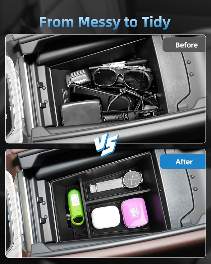 Center Console Organizer for 2020-2026 BMW X5/X6/X7, Armrest Storage Box with Removable Rubber Mat, 2020 2021 2022 2023 2024 2025 2026 BMW X5/X6/X7 Interior Accessories(Black)