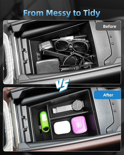 Center Console Organizer for 2020-2026 BMW X5/X6/X7, Armrest Storage Box with Removable Rubber Mat, 2020 2021 2022 2023 2024 2025 2026 BMW X5/X6/X7 Interior Accessories(Black)