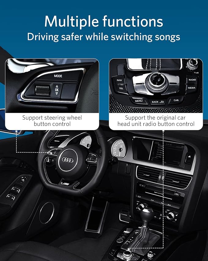 INVERY Airdual Bluetooth 5.0 aptX-HD Adapter Compatible for Audi MMI 3G AMI Music Interface,Audi Symphony,Audi Concert,VW MDI,Mercedes Media Interface