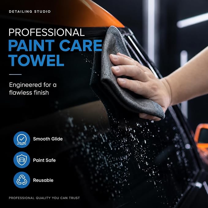 3 Pack Micro-Rib Clay Towel for Auto Detailing, Fine Grade Synthetic Decontamination Towel for Car Paint & Glass, Smooth Glide Surface Prep for Polishing, Wax & Ceramic Coating