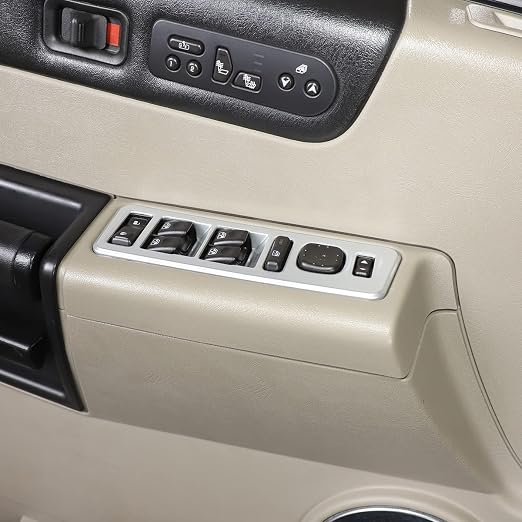 Inner Window Switch Panel Cover for Hummer H2 2003-2007,Window Lift Switch Cover Interior Button Trim Kit,1 Set of 4,Interior Accessories (Silver)