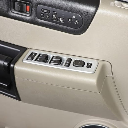 Inner Window Switch Panel Cover for Hummer H2 2003-2007,Window Lift Switch Cover Interior Button Trim Kit,1 Set of 4,Interior Accessories (Silver)