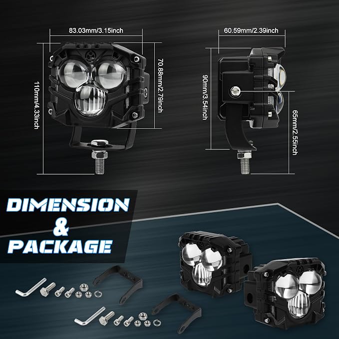 3 Inch LED Pod Lights, 40W Waterproof Off Road Light Pods with Projector Spot Beam Ditch Light LED Cube Lights for Trucks ATV SUV UTV 4x4 Boat, black