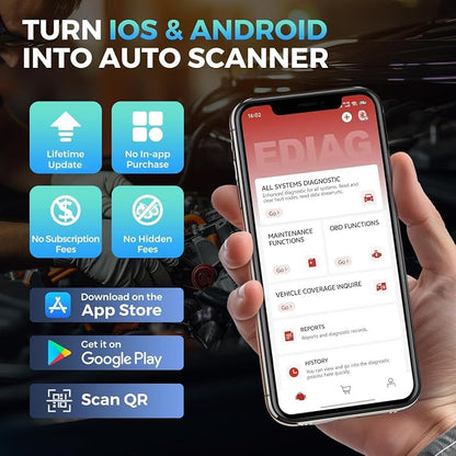 KINGBOLEN Ediag Elite OBD2 Scanner Bluetooth, Bidirectional Test Scanner All System Diagnostic Tool for iOS & Android, 15+ Hot Reset, CANFD Protocol, FCA AutoAuth, No Subscriptions Lifetime Update